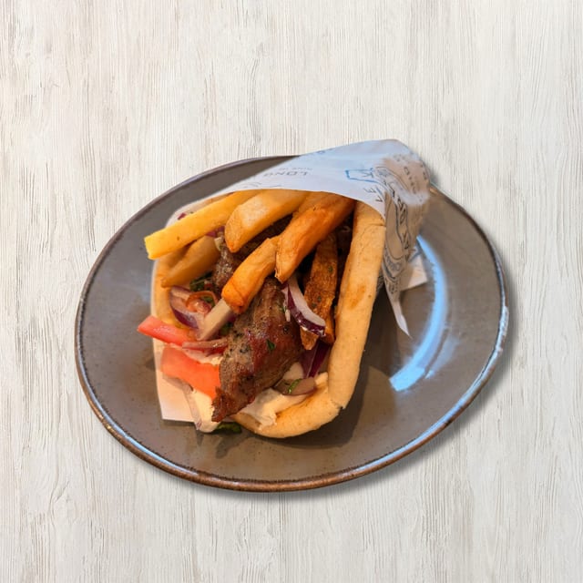 Pork Souvlaki (Skewers) Pita.