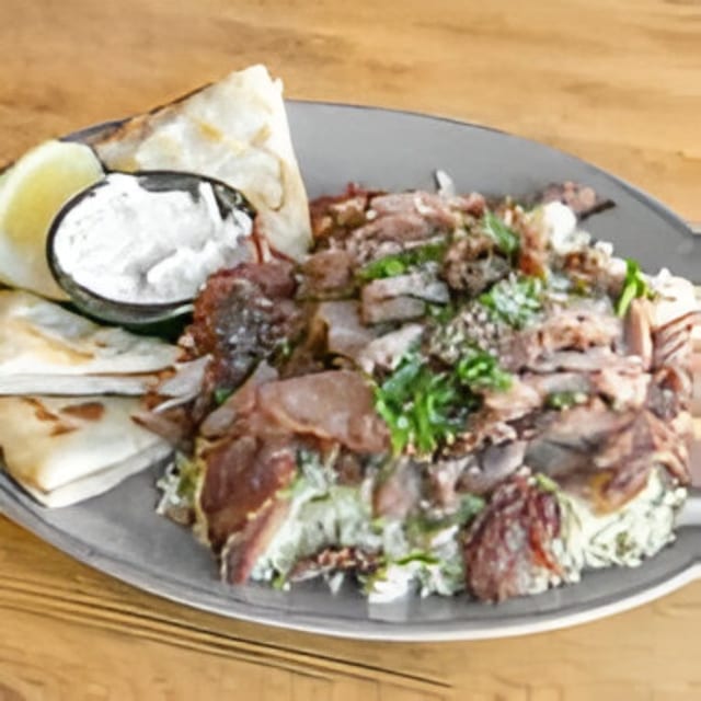 Lamb and Beef Gyro Platter.