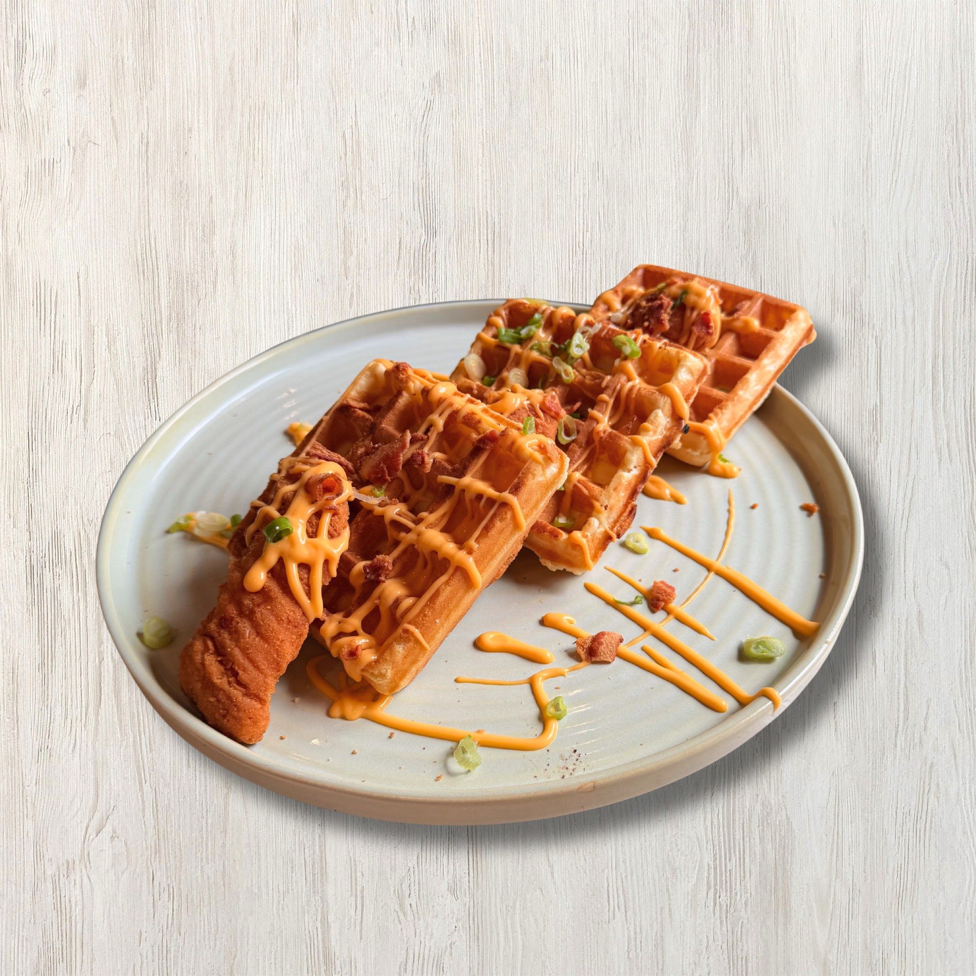 Crispy Chicken Cheddar Waffle.