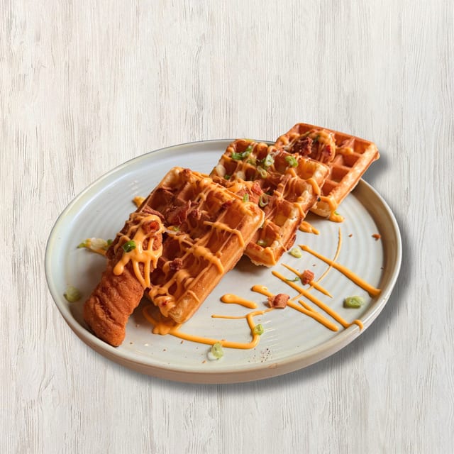 Crispy Chicken Cheddar Waffle.