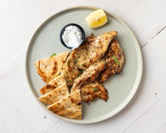 Grilled Chicken Breast Pita Sandwich.