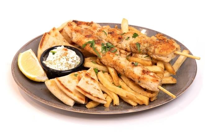 Chicken Souvlaki Platter.